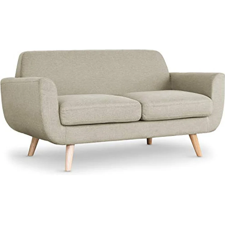 Menzzo Danube Skandinavisches 2-Sitzer Sofa mit Stoffbezug Beige – Bild 1