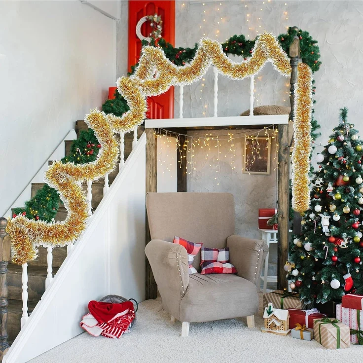 4 m Weihnachtsdekoration, Baumform, hängend, Rot, Innen & Außen, 2m pro Teil – Bild 4