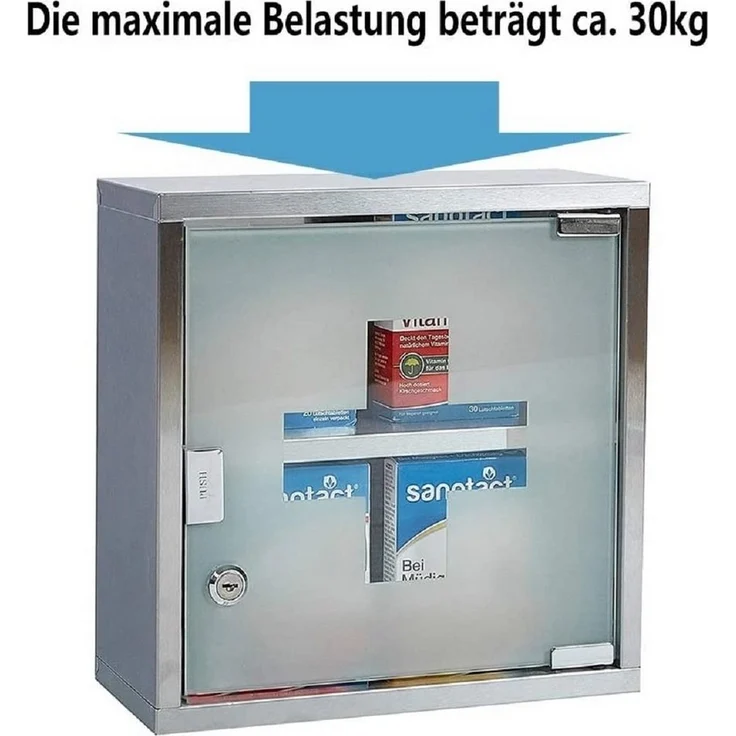 Zedelmaier Medizinschrank Abschließbarer Medizinschrank aus Edelstahl,Medikamentenschrank (YX2001) Magnetverschluss, Kindersicher, abschließbar mit 2 Enden – Bild 3