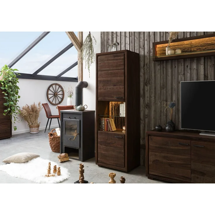 Vitrine Akazie 58x40x180 dunkelbraun lackiert BARK #202 – Bild 2