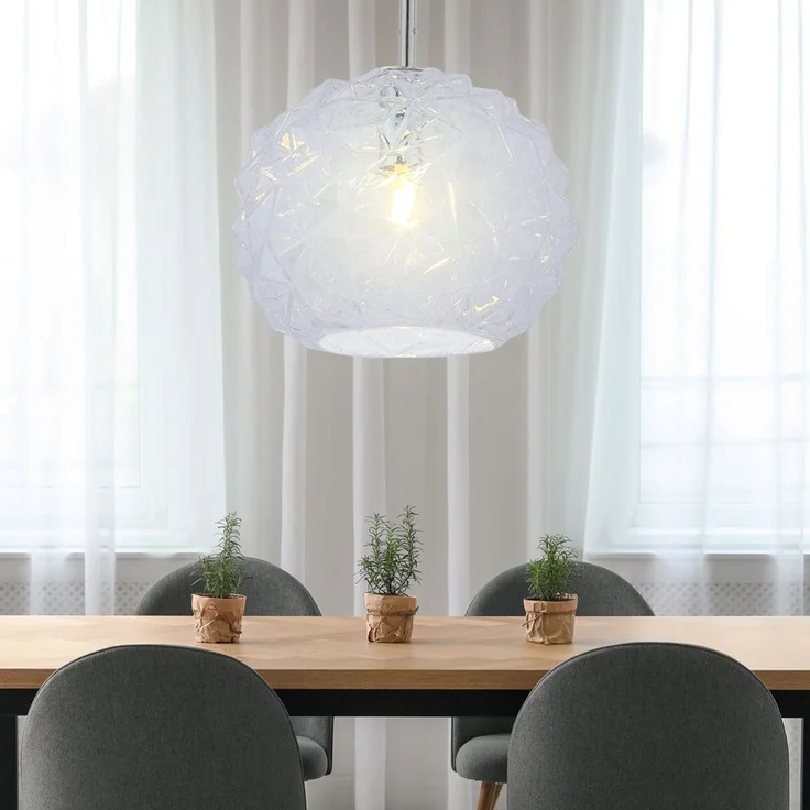 Pendelleuchte, Glaskugel, blau, Struktur, D 25 cm – Bild 3