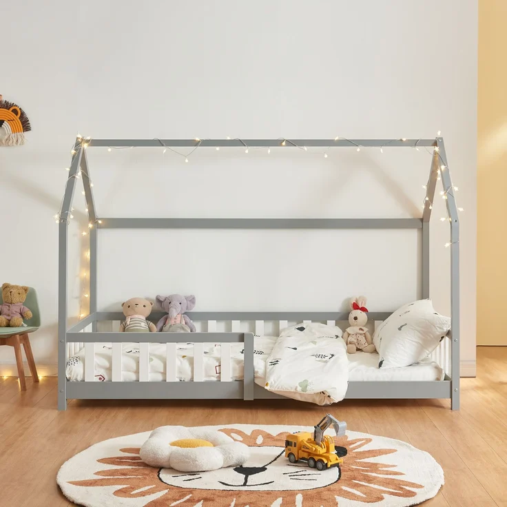 Hausbett Hesel mit Rausfallschutz 90x200cm Grau [en. casa] – Bild 2