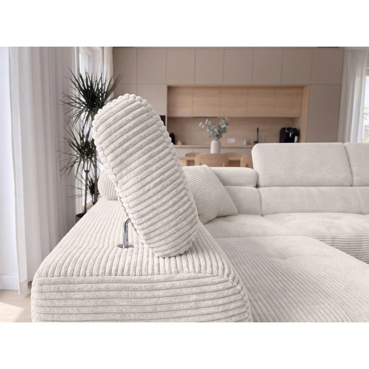 AX LIVING Konak Cord-Ecksofa L Cremeweiß 276 cm breit mit Bettkasten & Kopfstützen – Bild 6