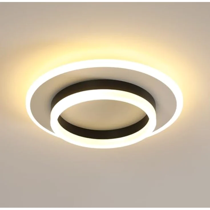 Goeco Deckenlampe LED, 28W Deckenleuchte Modern Rund, 3000K Warmweiß, Deckenbeleuchtung Schlafzimmer, Flur, Küche, Balkon, Weiß und Schwarz – Bild 2