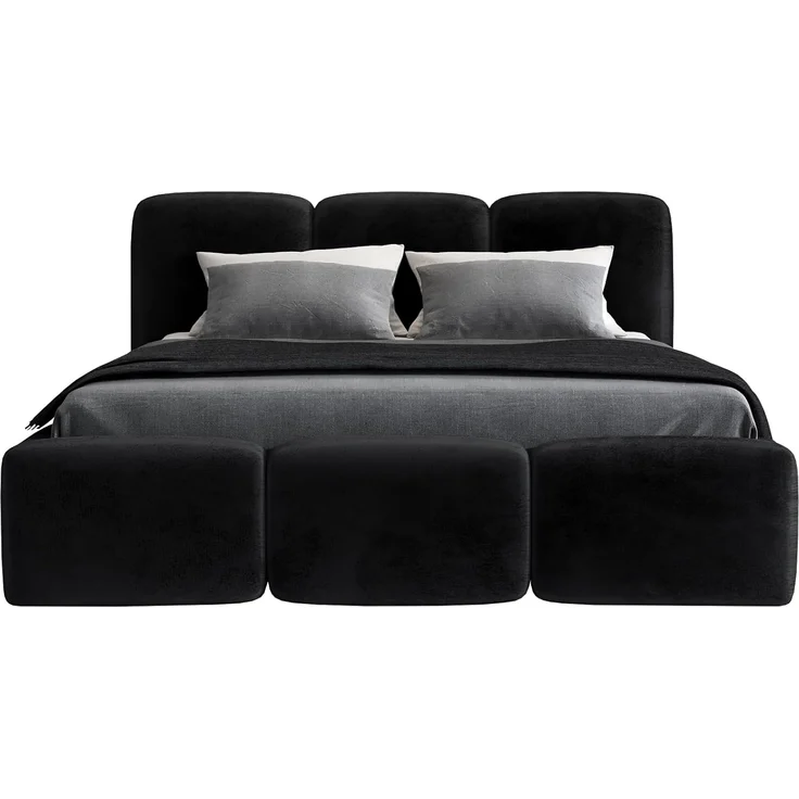 Polsterbett STAR 120x200 ohne Matratze mit Bettkasten und Lattenrost. Farbe: Schwarz 20 – Bild 1