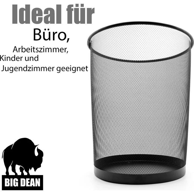 BigDean 2 Stück Papierkorb Mülleimer schwarz 20L Draht - Mülleimer Büro - hochwertiger Papiereimer für Zuhause & Büro – Bild 4