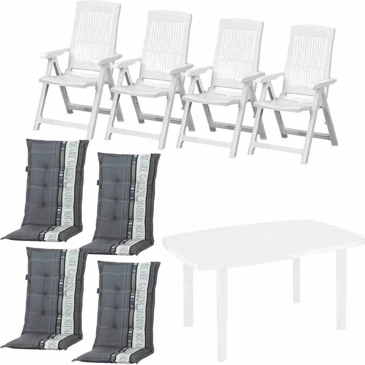 Tampa+Faro SET 4 x Klappsessel, 4 x Auflagen, 1 x Faro Tisch