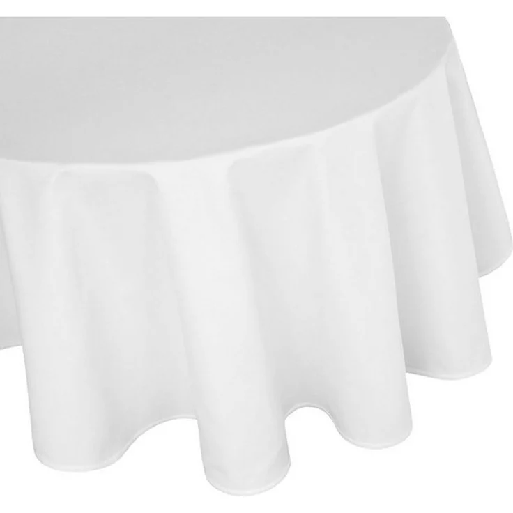 texpot Tischdecke Tischtuch rund Damast weiß 100% Baumwolle (1-tlg) – Bild 4