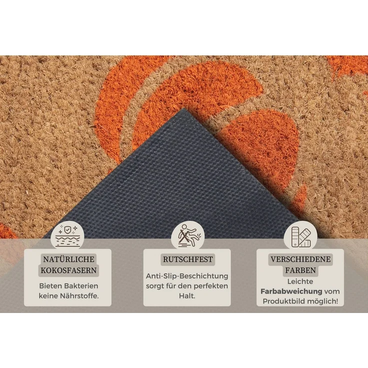 HANSE Home Fußmatte Mix Mats Kokos Pumpkins, Türmatte, rechteckig, Höhe: 15 mm, Kokos, Schmutzfangmatte, Outdoor, Rutschfest, Innen, Kokosmatte, Flur – Bild 3