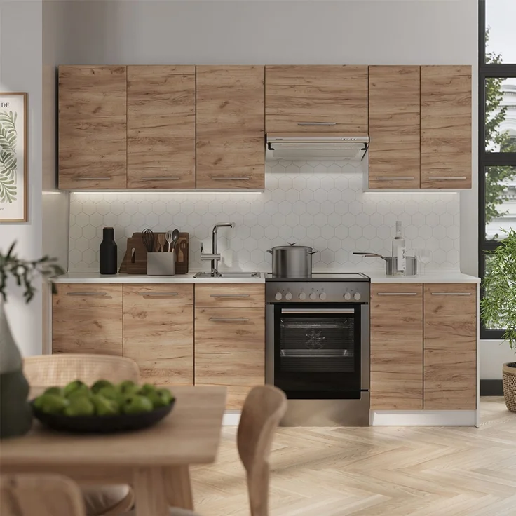 Unterschrank für Spüle/Kochfeld Fame-Line Goldkraft Eiche 40 cm , AP Marmor Vicco – Bild 5