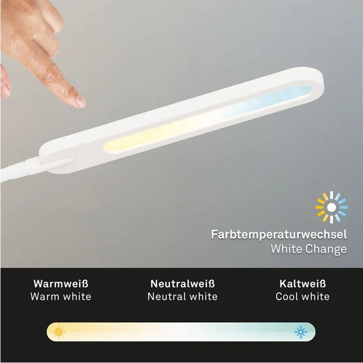BRILONER - LED Stehlampe mit Touch, dimmbar in Stufen, einstellbar in warmweiß und kaltweiß, Leselampe, Wohnzimmerlampe, Deckenfluter, Standleuchte, Stehleuchte, 20,8 x 20,8 x 183 cm, Weiß – Bild 2