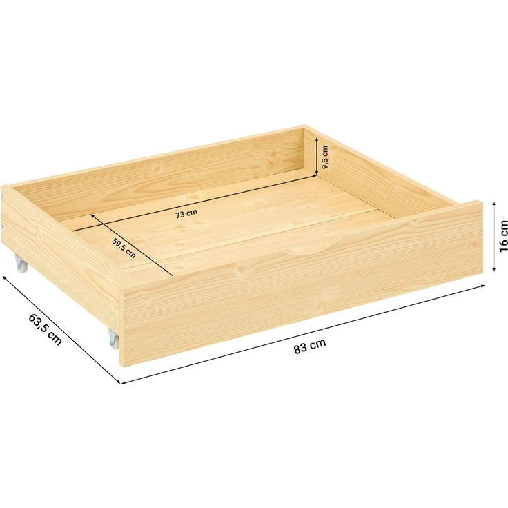 Holzbett 140x200 cm mit Federkernmatratze & 2 Bettkästen Doppelbett Bett Holzbettrahmen Natur Massiv Holz Lattenrost – Bild 4