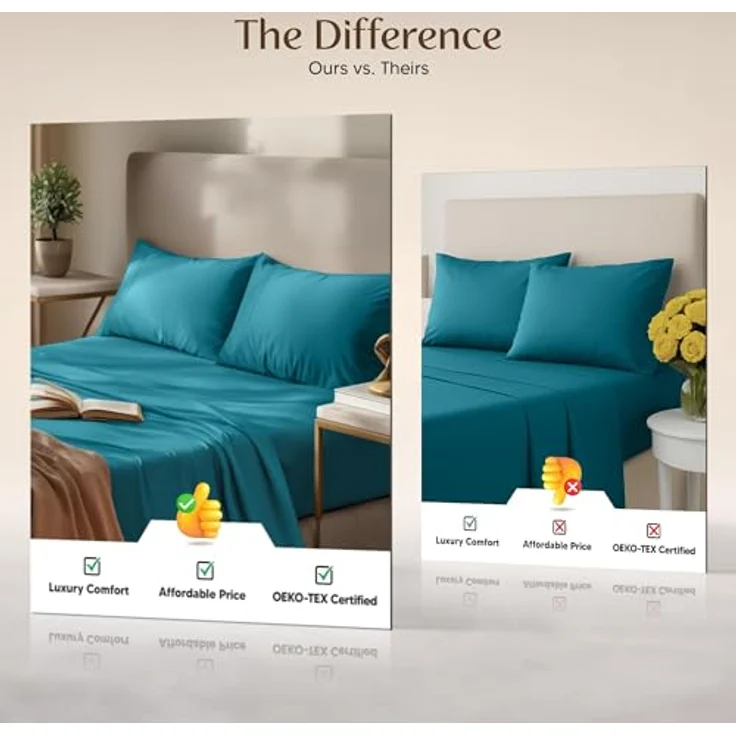 Utopia Bedding Bettwäsche-Set für King-Size-Bett, 4-teilig, gebürstete Mikrofaser, schrumpft und lichtbeständig, pflegeleicht (King-Size-Bett, Denimblau) – Bild 7