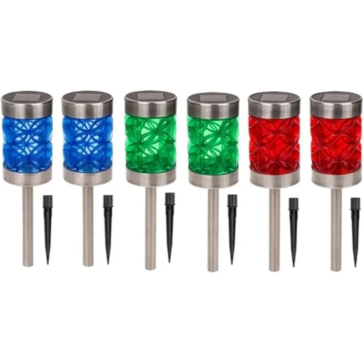 HAC24 LED Solarleuchte Garten Solar Lampen Solarlampen Terrasse, LED fest integriert, Warmweiß, Mystic Star mit Erdspieß