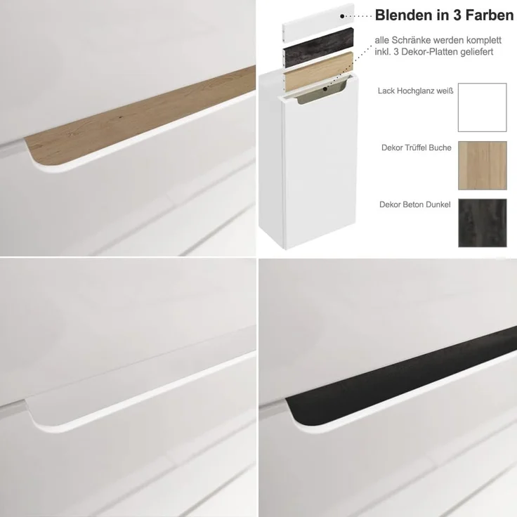 Lomadox Hängeschrank SOFIA-107 Badmöbel drehbar um 180° in Hochglanz weiß lackiert, : 30/60/22 cm – Bild 4