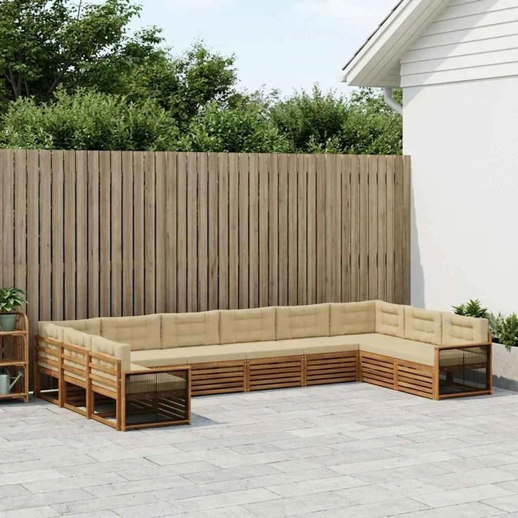 vidaXL Outdoor-Sofagarnitur 10 stk. 10-Sitzer Natur und Beige 3383896 – Bild 1