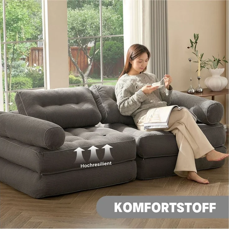 LITBIRD Schlafsofa faltbar, 4-in-1 Multifunktionssofa, Sitzsack-Sofa, Relaxsessel, 1 Teile, Spielsofa & Gästebett für kleine Räume – Bild 4
