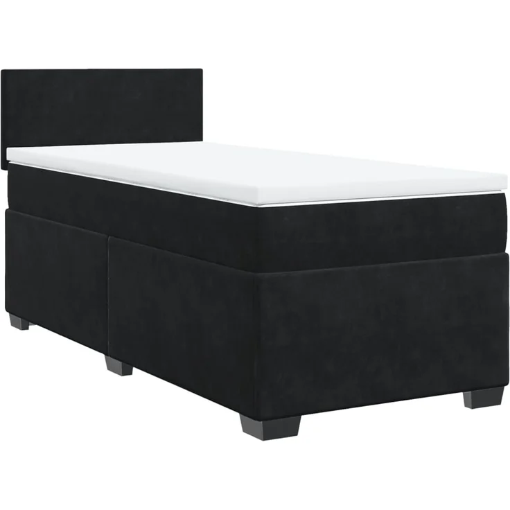 vidaXL Boxspringbett mit Matratze Schwarz 100x200 cm Samt 3288530 – Bild 3