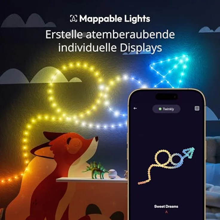Twinkly Strings Star 100 LED, Sternförmige LED-Lichterkette, RGB LED-Lichter, Kompatibel mit Alexa & Google Home, Gaming-Lichter, Stromversorgung über USB-C, Transparentes Kabel, 6m – Bild 5