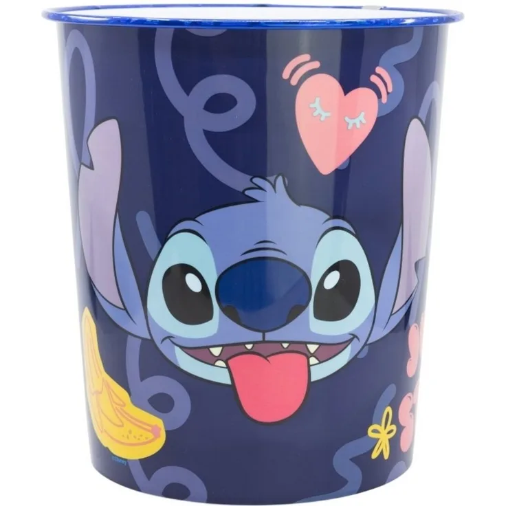 Papierkorb fürs Kinderzimmer aus Kunststoff Zeichentrickfiguren Motiv ca. Ø 21cm Lilo & Stitch