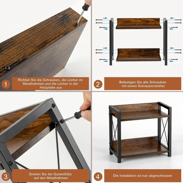 ANBOXIT Holz Gewürzregal 2 Tier Organizer Küchenregal Arbeitsplatte Braun – Bild 5