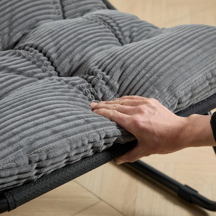 LVHOM Sessel mit Hocker, Gepolsterter Loungesessel aus Cord mit Metallgestell, ergonomischer Relaxsessel für Wohnzimmer und Schlafzimmer, Grau – Bild 8