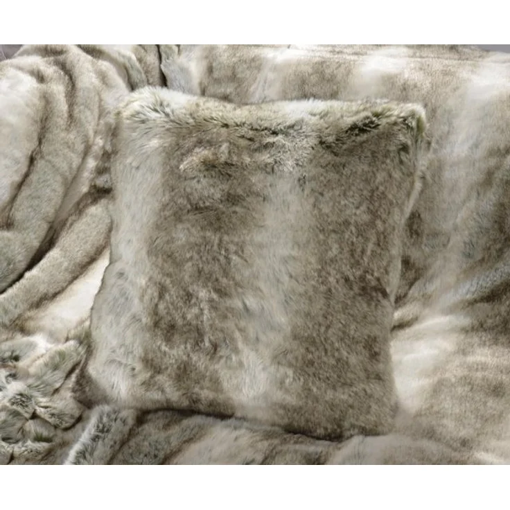 Wohnen und Accessoires GmbH & Co. KG Fellkissen Fellkissen (Kunstfell) Grauwolf grau-beige Premium superfein, Felloptik – Bild 3
