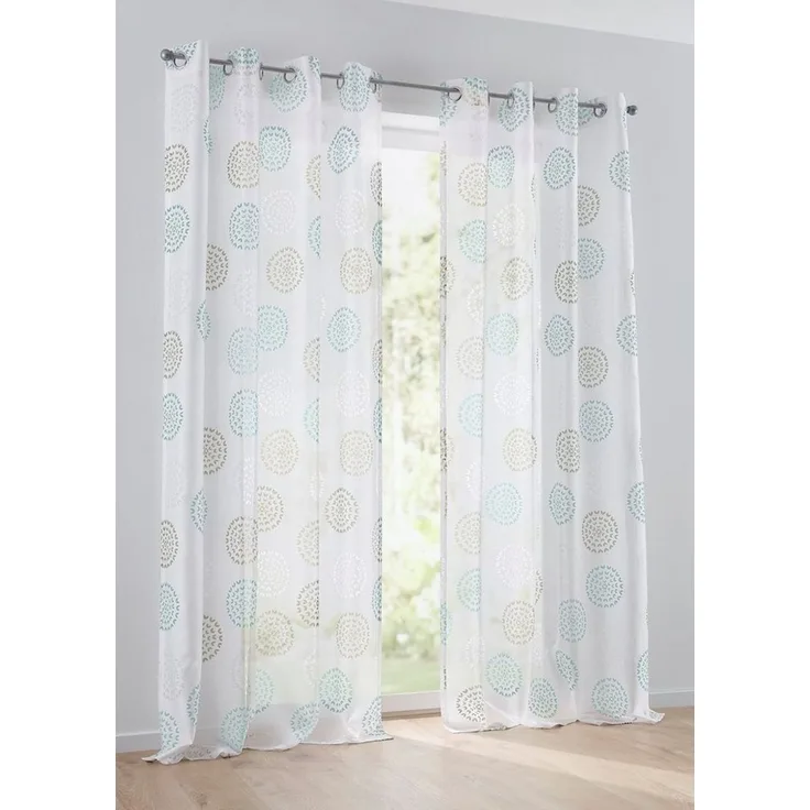 Kutti Vorhang Bella (1 St), Ösen, halbtransparent, Gardine, halbtransparent, Ausbrenner, bedruckt, Baumwolle-Polyester