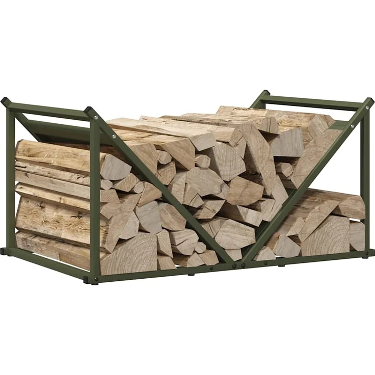 vidaXL Brennholzregal Olivgrün 70x43x34,5 cm Kaltgewalzter Stahl 864176 – Bild 3