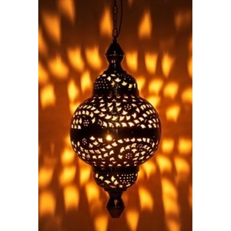 Marrakesch Orient & Mediterran Interior Pendelleuchte Fahda Gold Hängeleuchte, Orientalische Lampe handgefertigt 50cm, Handarbeit – Bild 6
