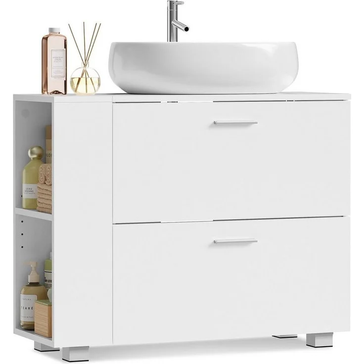 VASAGLE Waschbeckenunterschrank Badschrank offene Fächer an einer Seite, rechts oder links austauschbar – Bild 1