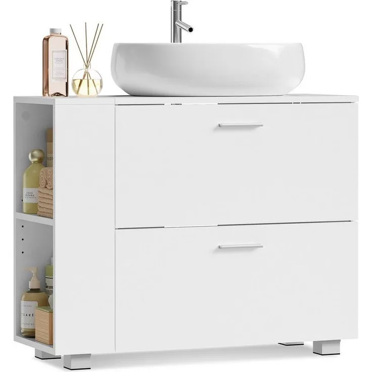 VASAGLE Waschbeckenunterschrank Badschrank offene Fächer an einer Seite, rechts oder links austauschbar