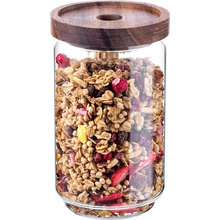 KADAX Vorratsglas 750ml mit Holzdeckel, Glasbehälter zur Aufbewahrung von Lebensmitteln, Vorratsgläser mit Deckel, Vorratsbehälter aus Glas, Vorratsdosen – Bild 6