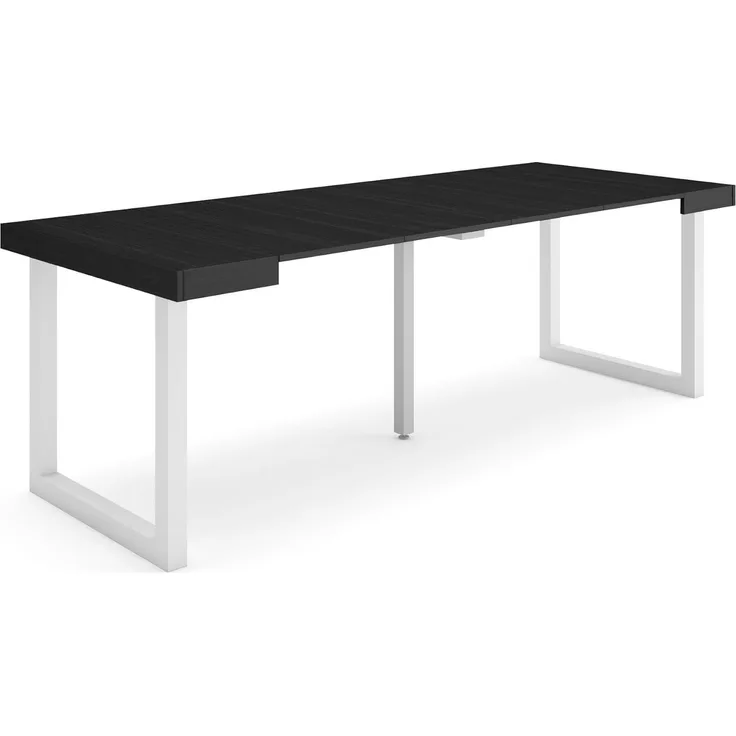 Skraut Home | Ausziehbarertisch | Multifunktionaler ausziehbarer | 220 | Für 10 Gäste | Massivholz Beine | Moderner Stil | Schwarz