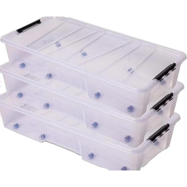 ONDIS24 Aufbewahrungsbox Unterbettbox Jolly Rollbox mit Deckel 25/35L Spielzeugkiste (3 St), transparent, stapel,- und nestbar – Bild 2