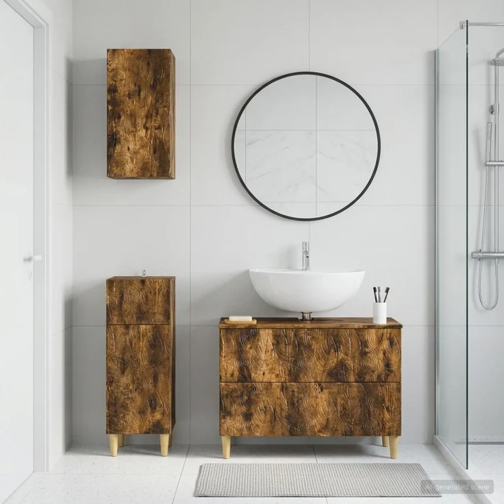 vidaXL 3-teiliges Badezimmer-Schranksystem DELFT Raucheiche 3417788 – Bild 1