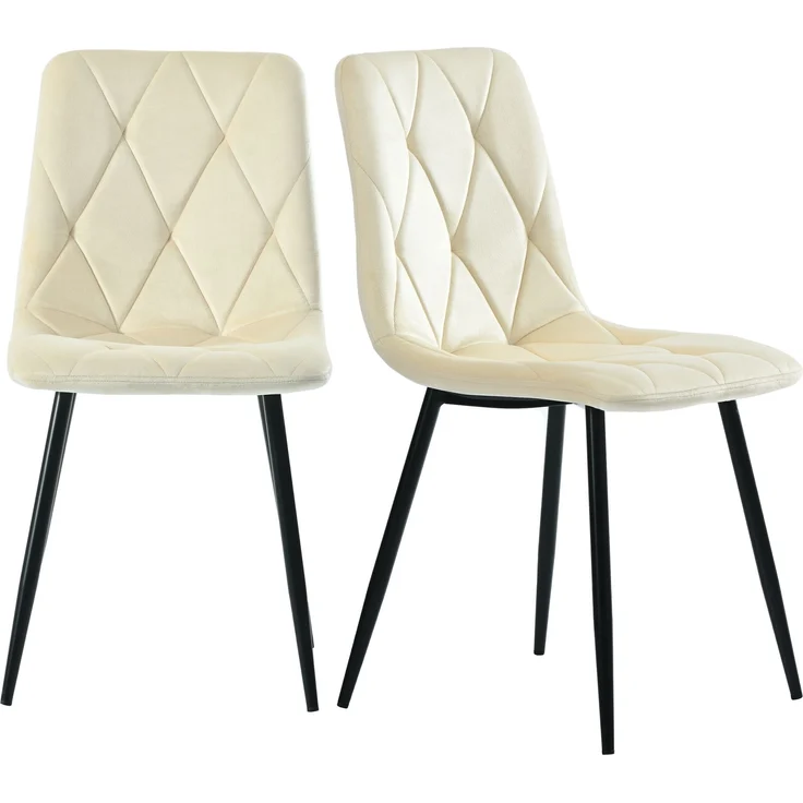 Esszimmerstuhl (4er Set) 45x40x86 cm beige Samt, Metallgestell, Fischgrätenmuster – Bild 6