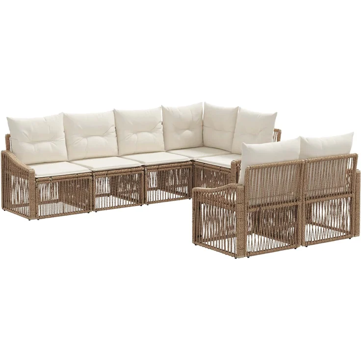 vidaXL Gartensofa-set 7 stk. 7-Sitzer Beige Poly-Rattan 3436065 – Bild 2