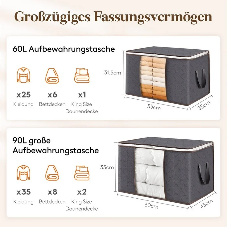Lifewit Aufbewahrungsdose Aufbewahrungsbox mit Deckel, Kleiderschrank Organizer (6 St) – Bild 1