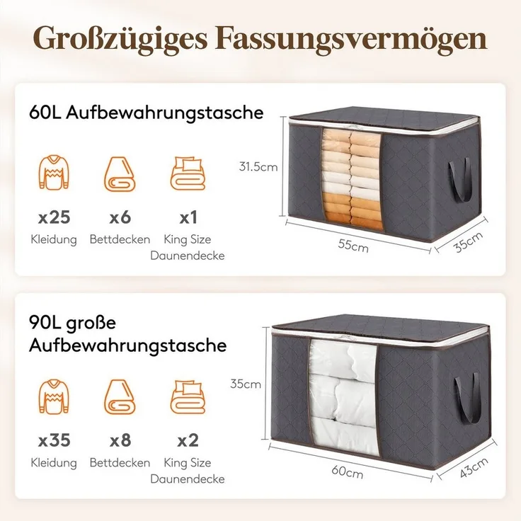 Lifewit Aufbewahrungsdose Aufbewahrungsbox mit Deckel, Kleiderschrank Organizer (6 St)