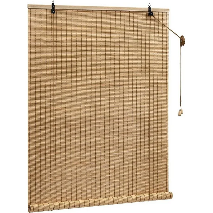 Rollo, Woltu, blickdicht, Mit Bohren, Bambusrollo Sonnenschutz Seitenzugrollo, für Fenster Tür Terrasse