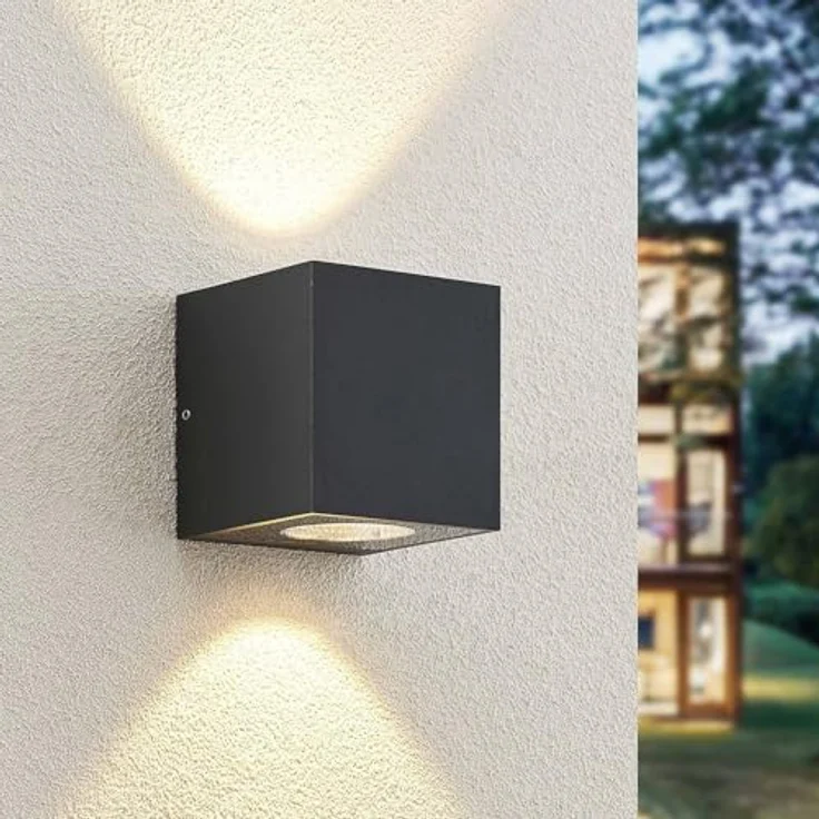 Arcchio LED Wandleuchte Tassnim, 2-flammig, schwarz, Aluminium, IP65, Außenwandleuchte für Terrasse und Garten – Bild 2