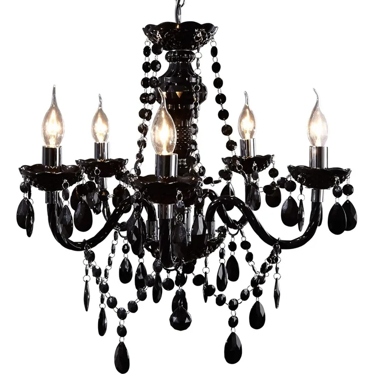 riess-ambiente Kronleuchter BLACK CRYSTAL 55cm schwarz, ohne Leuchtmittel, Hängelampe · Wohnzimmer · Acryl · Schlafzimmer · Barock Design