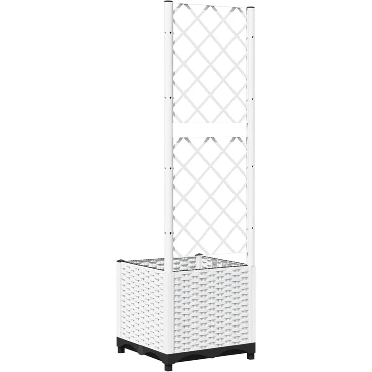 vidaXL Pflanzkübel mit Rankgitter Weiß 40x40x136 cm PP 153280 – Bild 6