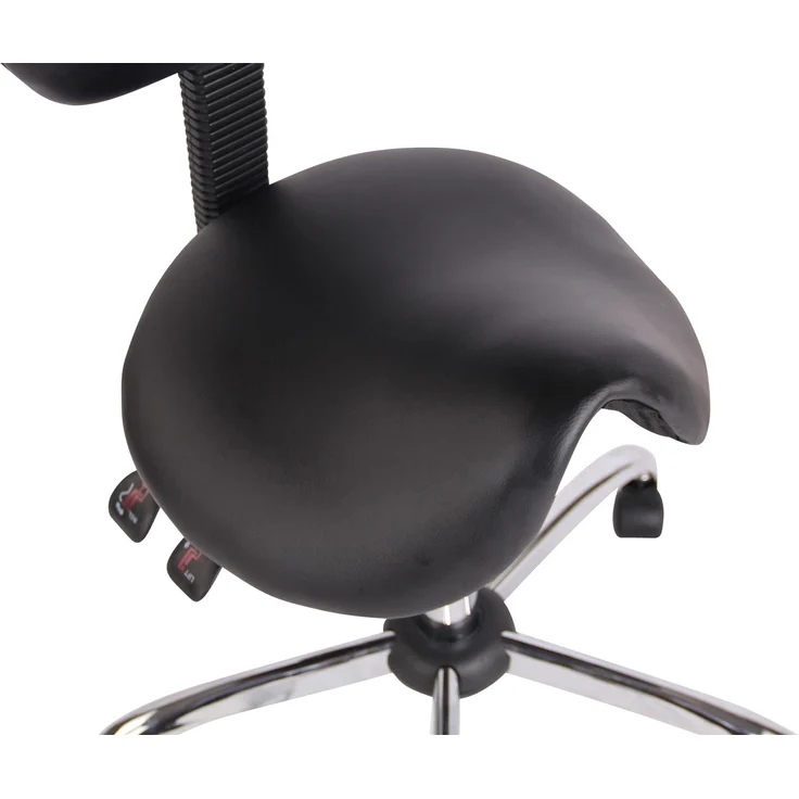 DELUKE® Sattelhocker mit Lehne KOLLI Höhenverstellbar, Drehbar Kunstleder pflegeleicht Rollhocker Arbeitshocker Praxishocker Arzthocker Bürohocker Drehhocker Schwarz – Bild 3