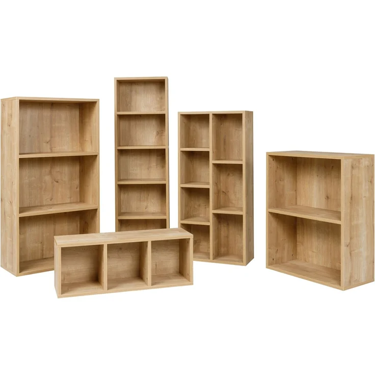 furni24 Breites Bücherregal mit 2 Fächern, Holzregal, Würfelregal, Aufbewahrungsregal, Saphir Eiche, 60 x 31 x 77h – Bild 4