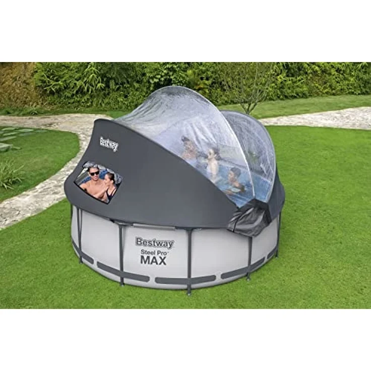Steel Pro MAX™ Frame Pool Set mit Filterpumpe + Verdeck Ø 366x100 cm, lichtgrau, rund – Bild 2