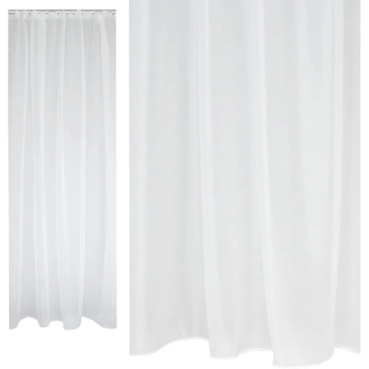 Haus und Deko Gardine Voile Dekoschal Gardine Emotion weiß Organza Vorhang Kräuselband weiß (1 St), Kräuselband, transparent, Polyester – Bild 4