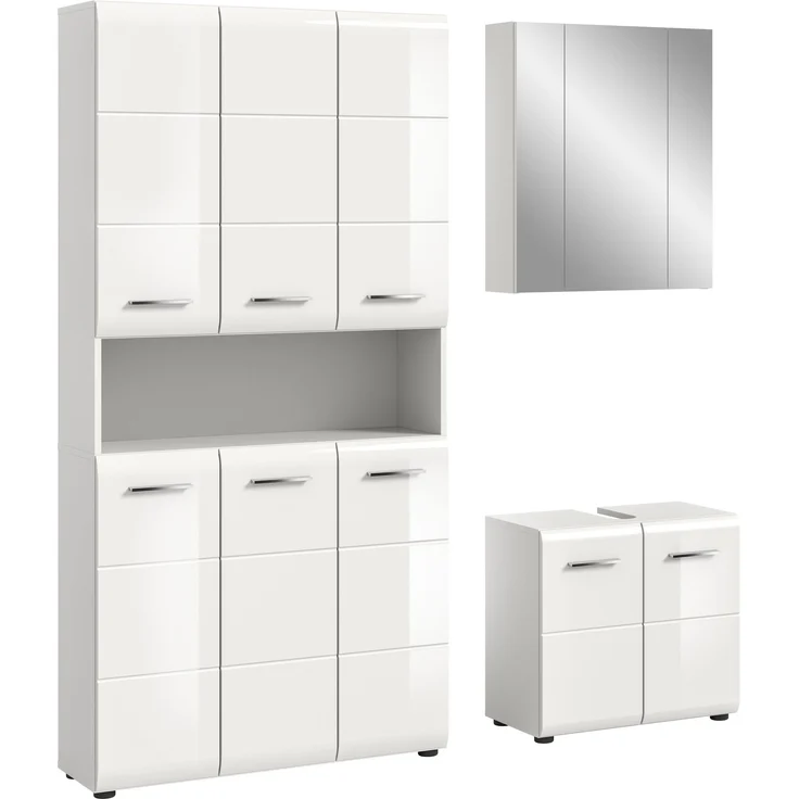 Badezimmer-Set >Ice< in Weiß / Weiß Hochglanz - 165x185x30cm (BxHxT) – Bild 2