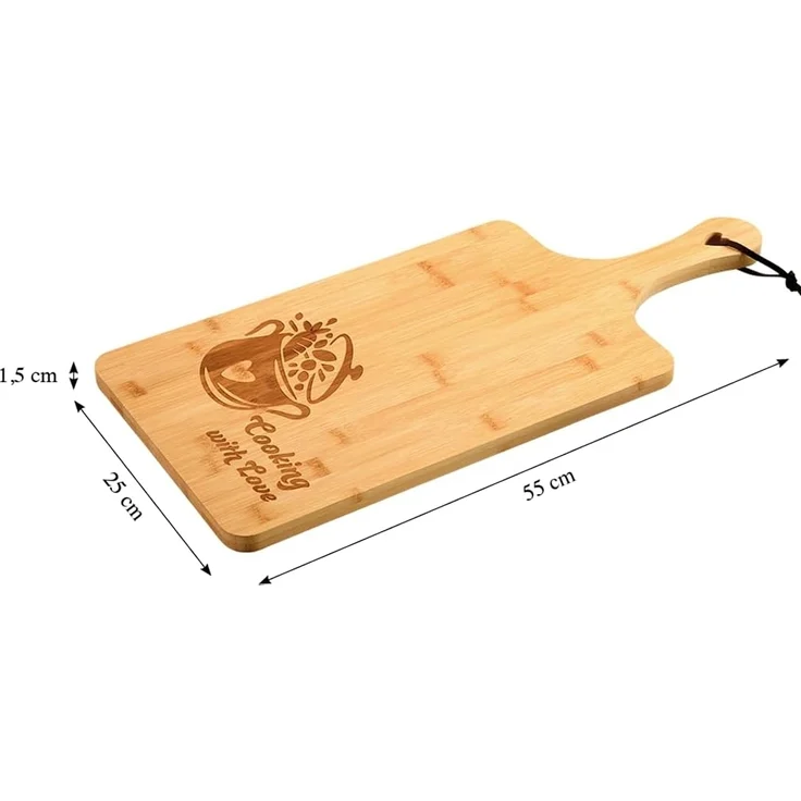 KESPER 58395 Schneidebrett mit Herz, Motiv Cooking with love, 55 x 25 cm aus Bambus / Servierbrett – Bild 3